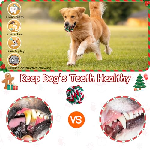 Aitmexcn Dog Rope Toys Set, 7 Pack Cotton Dog Toys for Large Dogs and Medium Small, Cute Interactive Squeaky Toy, Chewing Puppy Gaming Toy for Teeth Cleaning - size: 7 Pack Christmas-Large