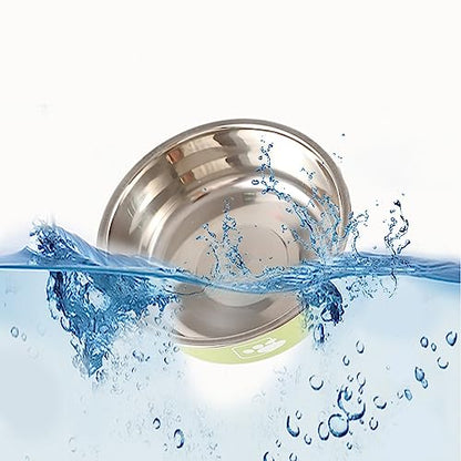 Dogs Bowl Stainless Steel Bowl Pet Bowl Anti Slip Dog Bowl Feeding Bowl Dog Water Bowl Pet Feeding Bowl Portable - color: Green, size: 18cm