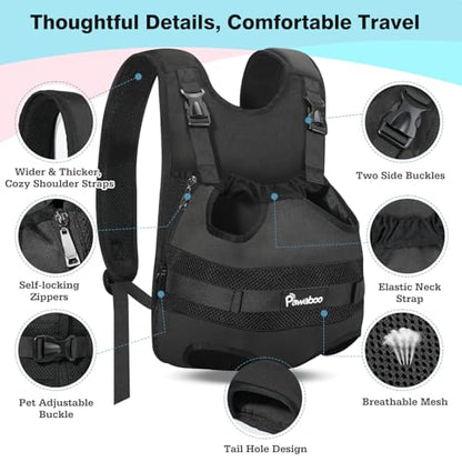 Pawaboo Pet Dog Front Carrier Backpacks, Legs Out Pet Carrier Backpack for Dogs, Adjustable Dog Chest Carriers Purse for Small Medium Dogs Hands Free for Travel Hiking Cycling Camping, S, Black - color: AA-Black, style: Small (Pack of 1)