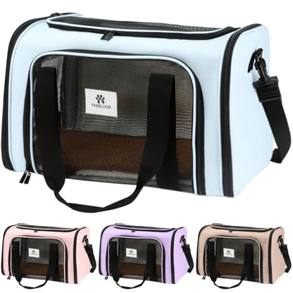 Cat Carrier Soft, Pet Carrier Dog Carrier TSA Airline Approved for Small Medium Cats Dogs Puppies Up to 15lbs, Collapsible Breathable Durable Travel Carrier with Plush Mat & Cooling Pad, Blue - color: Blue7
