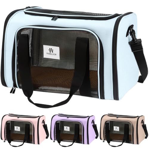 Cat Carrier Soft, Pet Carrier Dog Carrier TSA Airline Approved for Small Medium Cats Dogs Puppies Up to 15lbs, Collapsible Breathable Durable Travel Carrier with Plush Mat & Cooling Pad, Blue - color: Blue7