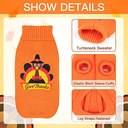 2 Packs Knitted Cat Sweater Thanksgiving Turtleneck Turkey Kitty Sweater Kitten Pet Cat Sweaters for Cats Only Warm Pullover Knitwear - size: Small (Pack of 2)