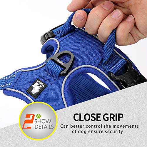 JUXZH Truelove No Pull Dog Harness with Easy Control Handle and 2 Leash Attachments,Reflective Adjustable Pet Vest - color: Royal Blue, size: Medium (Pack of 1)