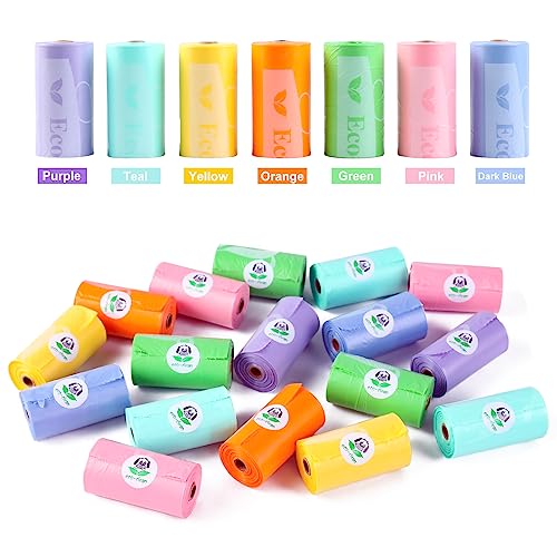 ECO-CLEAN 360 Count Dog Poop Bags with Dispenser, Leak-Proof, Unscented, 0.2 Ltr Capacity, Indoor/Outdoor Use - color: Colorful