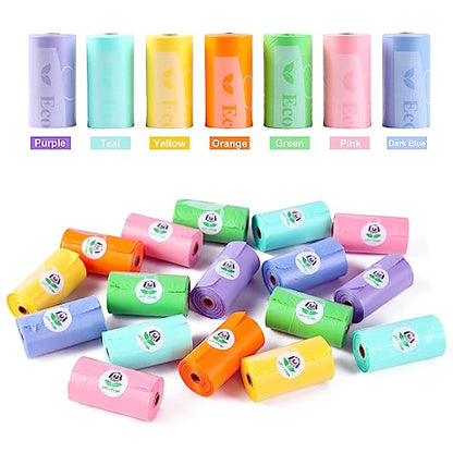 ECO-CLEAN 360 Count Dog Poop Bags with Dispenser, Leak-Proof, Unscented, 0.2 Ltr Capacity, Indoor/Outdoor Use - color: Colorful