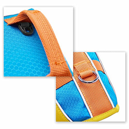 Blueberry Pet 2023 New Reflective Dog Life Jacket for Flotation, Blue and Brillant Yellow, Small, Fashion Pet Swimming Vest, Life Saver with Adjustable Strong Handle - color: Blue and Brillant Yellow, size: Small