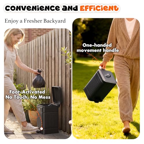 Small Trash Can with Lid, 1.3Gal Stainless Steel Dog Poop Trash Can Outside, Waterproof & Odor Control, 5L Cat Litter Trash Can, Dog Waste Station with Foot Pedal, Garbage Can for Backyard - size: Small-1.3 Gallon