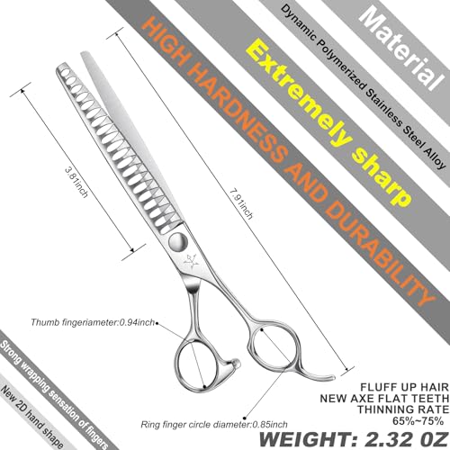 High-end Professional Dog Grooming Thinning Scissors Teeth Cutting Blending Shears Pet Texturizing Shears 7.5 Inch Extremely Very Sharp Stainless Steel Alloy For Cat Other Animals Groomer - size: 7.5inch, style: Thinning Shears