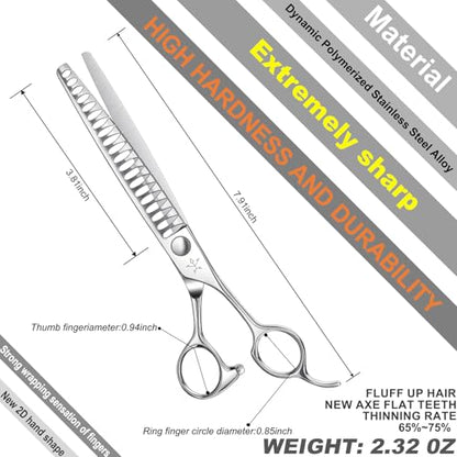 High-end Professional Dog Grooming Thinning Scissors Teeth Cutting Blending Shears Pet Texturizing Shears 7.5 Inch Extremely Very Sharp Stainless Steel Alloy For Cat Other Animals Groomer - size: 7.5inch, style: Thinning Shears