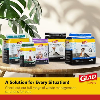 Glad for Pets Dual Action Freshness Activated Carbon Puppy Pads, Fragrance Release, Scented Odor Control, 6-Layer Leak-Proof, Pheromone Attractant, 23 x 23 Inch, 30 Count - size: 30 Count (Pack of 1)