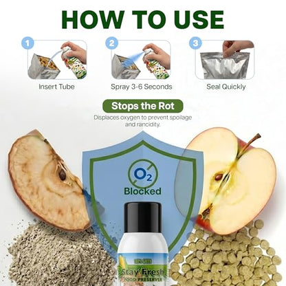 Harrison’s Stay Fresh Food Preserver – Freshness Spray for Pet Food, Fruits, Vegetables, Nuts, Seeds & Snacks – Extends Shelf Life, Maintains Flavor, Color, Texture & Nutrition