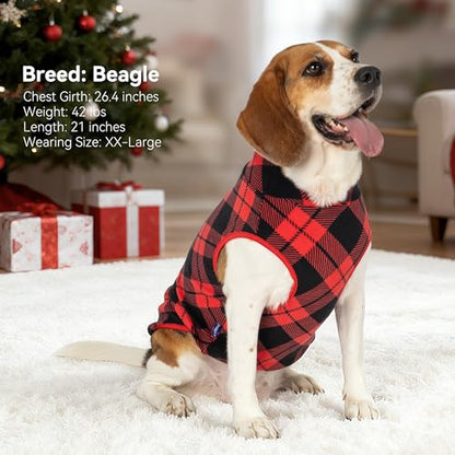 cyeollo 2 Pack Small Dog Sweater, Stretchy Dog Sweatshirt Soft Fleece Reflective Pullover Jacket Pet Puppy Clothes Boy Cold Weather Christmas Sweaters for Small Dogs Girl, Red & Buffalo Plaid S - color: Red & Buffalo Plaid, size: Small