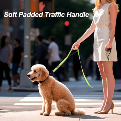 Heavy Duty Double Handle Dog Leash 6 ft Long for Total Control, Padded 2 Handle, Reflective Training Lead for Medium Large Dogs (Green, 6 FT) - color: Green