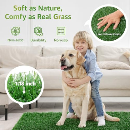 LOOBANI Dog Grass Pee Pads, Artificial Dog Grass Pads for Potty Tray, Fake Grass for Dogs to Pee On, Outdoor Indoor Pee Grass for Dog Potty (18.1*28.1 inch) - size: 18.1*28.1 inch