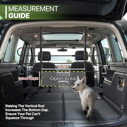 Magshion Adjustable Dog Barrier, Pet Gate Vehicle Back Seat Divider Universal for SUVs, Cars, Trucks & Minivans, 34''-60'' Wide, 30''-50'' Tall, Strong Metal Tubing & Easy Install, Black