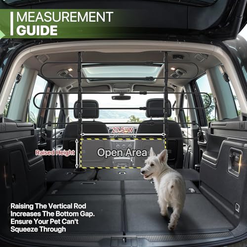 Magshion Adjustable Dog Barrier, Pet Gate Vehicle Back Seat Divider Universal for SUVs, Cars, Trucks & Minivans, 34''-60'' Wide, 30''-50'' Tall, Strong Metal Tubing & Easy Install, Black