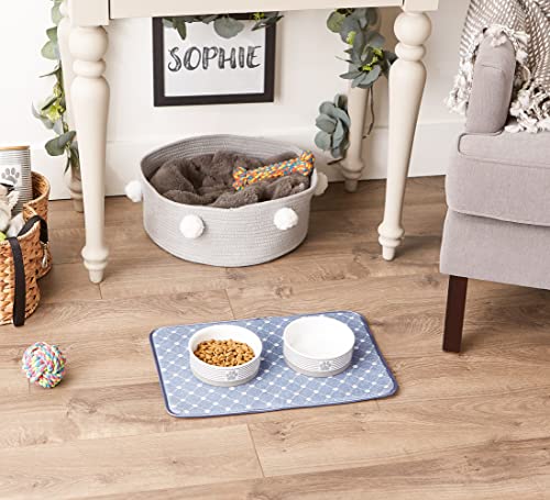 Bone Dry Machine Washable, Ultra Absorbent Pet Mat, 12x18, Stonewash Blue Trellis Print - color: Stonewash Blue Trellis Print, size: 12"L x 18"W
