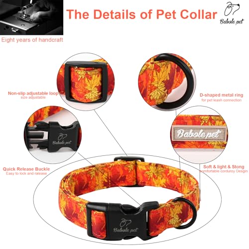 Fall Dog Collar, Gold Maple Leaves Pattern Fall Thansgiving Puppy Collar, Soft Adjustable Cotton Holiday Dog Collars for Small Medium Large Boy&Girl Dogs XS - color: Gold Maple Leaves, size: XS