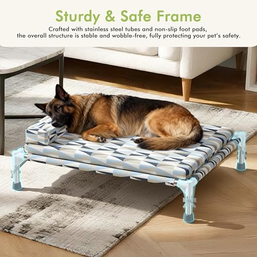 Orthopedic Dog Bed for Medium Dogs - Elevated Dog Couch with Bolster and Cushion, Raised Pet Couch Bed with Removable Washable Cover - size: Medium