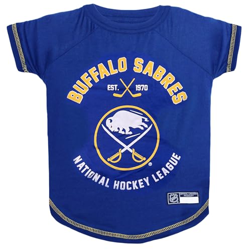 NHL Buffalo Sabres Tee Shirt for Dogs & Cats, X-Small. - Are You A Hockey Fan? Let Your Pet Be An NHL Fan Too! - color: Buffalo Sabres, size: X-Small