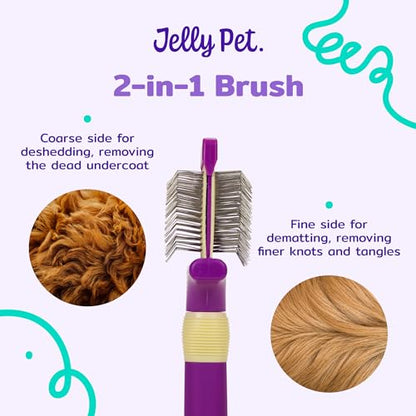Jelly Pet Double Sided Dog Slicker Brush, Longer Pins, Flexible Head, Fine/Coarse Sides, Removes Unwanted Tangles, Medium, Pink - size: Medium