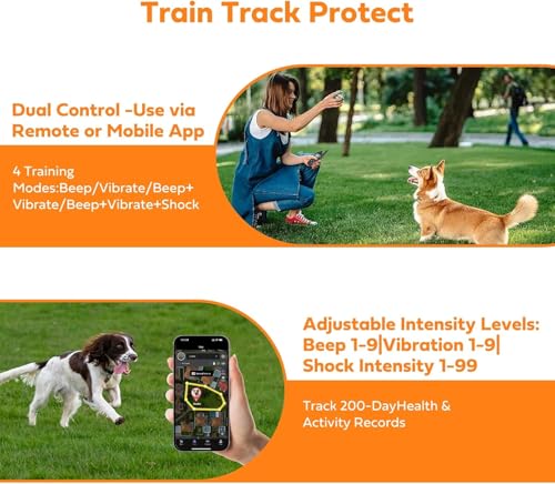 GPS Wireless Dog Fence & Training Collar System, Free App/Remote Controlled Custom Boundary up to 7000ft, Beep/Vibration/Safe Correction Modes, Early Alert, Waterproof for Dogs 10+lbs