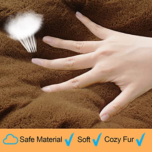 VERZEY Dog Bed, Ultra Soft Faux Fur Dog Crate Pad for Medium Dogs, 30inch, Brown, Machine Washable, Anti-Slip - color: brown, size: 30.0"L x 19.0"W x 1.0"Th