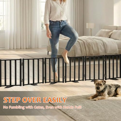 Snagle Paw Short Dog Gate,16.5" Tall Freestanding Metal Dog Gate Only for Small Dogs with Support Feet Easily Step Over,Up to 72" Wide Puppy Gate Indoor for Stairs,Doorways(Black,6 Panel) - size: Black-6 Panels 16.5"H*72"W
