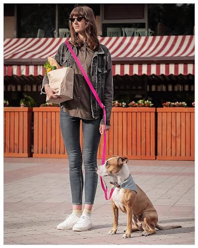 Hands Free Dog Leash, 5.9-8.2ft Multifunctional Crossbody Rope with Explosion-Proof Handle and Adjustable Training Hands Free Leash for Medium Dogs Walking,Pink - color: Rose Pink