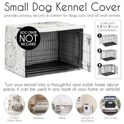 Sweet Jojo Designs 30in. Small/Medium Dog Crate Cover (Boho Star and Moon) Pet Cage, Kennel Covers (Shabby Chic, Bohemian, Celestial, Sky, Stars & Moons, Starburst, Cosmic, Navy Blue & Gold, Grey) - color: Blue Celestial, size: 30.0"L x 21.0"W x 19.5"H