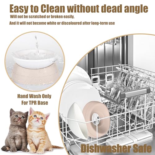 French Bulldog Food Bowl- Slanted Tilted Pug Food Water Bowl,Cat Bowl- Feeder for Frenchie/Shih Tzu/Flat Faced Small Dogs/Puppies/Cats (Lightpink, 4 Cup) - color: Lightpink, size: 4 Cup