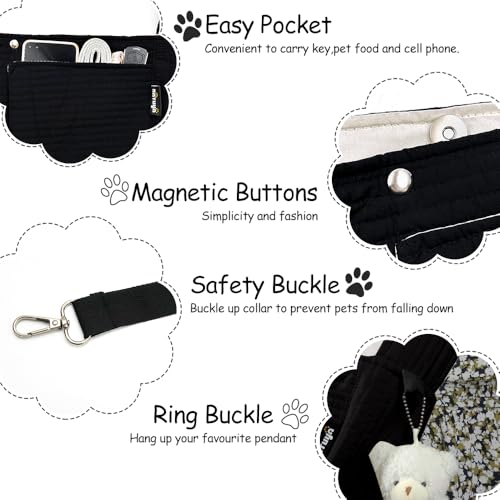 NATUYA Small Dog Carrier Sling Cat Sling-Dog Slings for Carrying Small Dogs-Adjustable Strap Hand Free Pet Puppy for Outdoor Traveling Subway (Black, Canvas) - color: Black