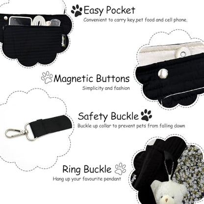 NATUYA Small Dog Carrier Sling Cat Sling-Dog Slings for Carrying Small Dogs-Adjustable Strap Hand Free Pet Puppy for Outdoor Traveling Subway (Black, Canvas) - color: Black