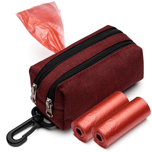 Premium Dog Poop Bag Holder for Leash - Convenient Dog Poop Bag Dispenser with Durable Design - Stylish Accessory for Easy Cleanup - Ideal for Dogs, Puppies, and Outdoor Walks - Red - color: Red