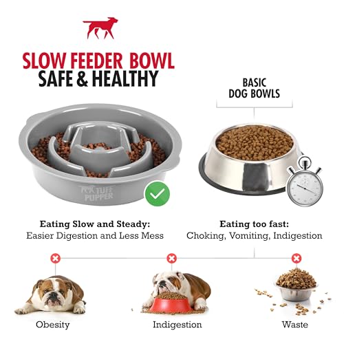 Tuff Pupper Slow Feeder Insert Bowl | Puzzle Maze Slows Down Eating | Elevated Feeder Tray Bowls | Standalone Dog Bowl | Pet Bowls Insert | Easy Clean Dishwasher Safe (2 Cups - Fits 7.5-8 Inch Hole) - size: 2 Cup - 7.5-8 Inch Feeder Holes