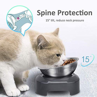 AYADA Dedicated Replacement Cat Bowl for Raised Cat Food Bowl, Base Not Included Elevated Stainless Steel 0-15° Slanted Kitty Kitten Pet Dish for Wet Food Water Anti Vomiting - color: Replacement