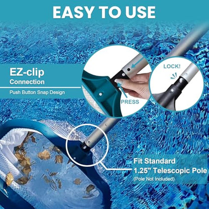 POOLWHALE Pool Skimmer Net - Upgrade Swimming Leaf Rake with Extra Wide Scoop Edge, Fine Mesh Nets for Pool Cleaning Leaves, Debris (Not Pole) - size: Diamond Pool Rake