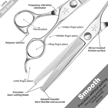 High-end Professional Dog Grooming Thinning Scissors Teeth Cutting Blending Shears Pet Texturizing Shears 7 Inch Extremely Very Sharp Stainless Steel Alloy For Cat Other Animals Groomer - size: 7inch, style: Thinning Shears
