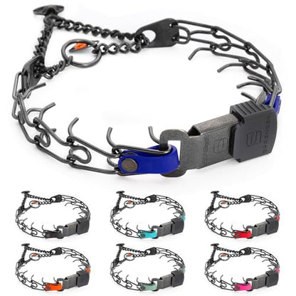 Herm Sprenger Black Stainless Steel Dog Collar with Quick Release ClicLock Buckle and Biothane Insert Training Collar Made in Germany (Blueberry Royal, 16in x 2.25mm(Neck Size up to 13-14in)) - color: Blueberry Royal, size: 16in x 2.25mm(neck size up to 1