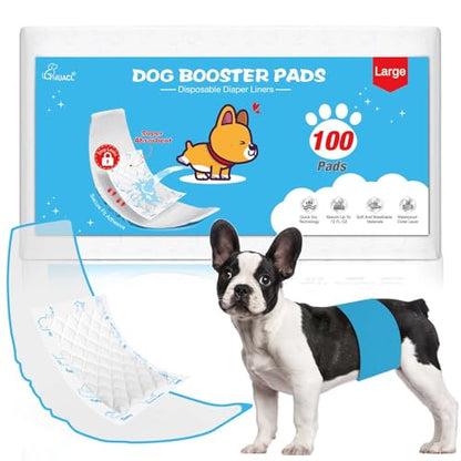 Dog Diaper Liners for Dog Diapers Male and Female 100ct Super Absorption Disposable Booster Pads for Most Reusable Pet Belly Bands, Washable Puppy Diapers Female and Male Wraps - size: Large (100 Count)