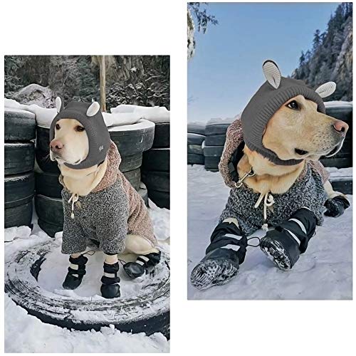 URBEST Dog Shoes, Waterproof Dog Boots, Christmas Warm Lining Nonslip Rubber Sole for Snow Winter Use for Medium and Large Dogs (S, Red) - color: Red
