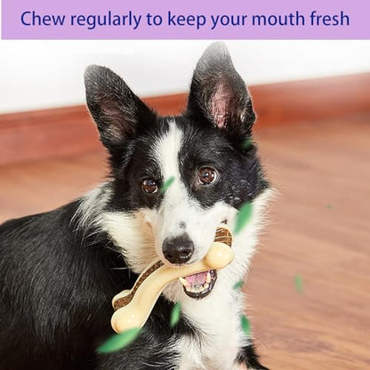 Dog Bones Chew Toys for Aggressive Chewers, 2 Pack Real Beef Flavor,Indestructible Dog Teething Chew Toys for Large/Medium/Small Breed,Tough Toy with Durable Nylon - size: 2 Pack