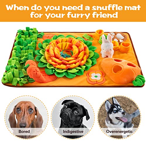 Pet Snuffle Mat for Dogs Sniff Mat Nosework Feeding Mat Slow Feeder Interactive Dog Puzzle Toys for Training and Stress Relief Encourages Natural Foraging Skills (29.5''x18.9'') - size: 29.5''x18.9''