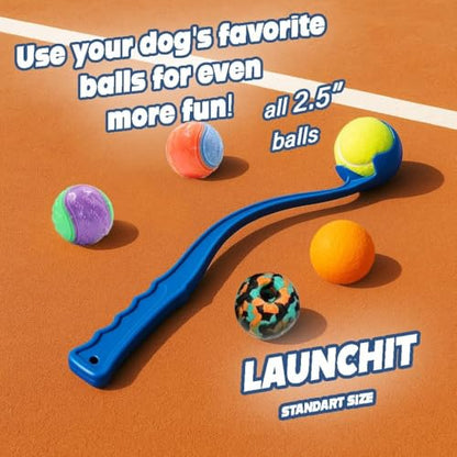 2-Pack Dog Ball Thrower Launcher, Tennis Ball Launcher, for Small Large Dogs Compact Design 13.8" Stick with Medium 2.5" (Blue & Red) - color: Blue_and_Red