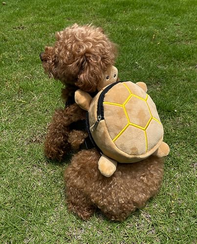 Dog Backpack Harness with Leash, Adjustable Dog Harness Backpack for Small Dogs, Cute Turtles Shape Bag Pet Carrier Backpacks for Hiking Training and Daily Walking - color: Pale yellow