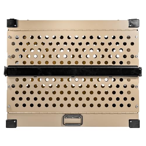 K9 Kennel Boss Aluminum Collapsible Dog Crate, Heavy Duty Folding Kennel - Medium (Tan) - color: Tan, size: 34.6"L x 25.2"W x 28.9"H
