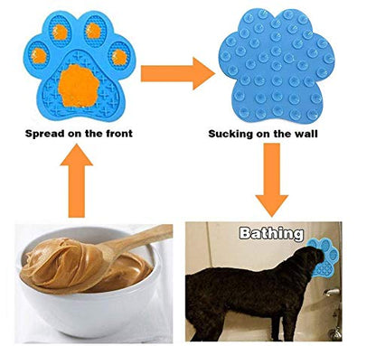 Licking Mat for Dog Anxiety - Peanut Butter Slow Feeder Bowl, Pad With Strong Suction to Wall for Pet Bathing, Grooming, and Training (Blue) - color: Blue