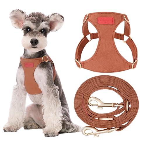 Puppytie Small Dog Harness with Multifunction Dog Leash,Lightweight Soft Adjustable No Choke Escape Proof Pet Harness Vest Pet Harness Vest,Brown Caramel,S - color: Brown, size: S(9-17.5lb）