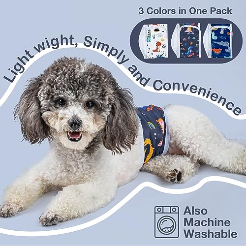 MICOOYO Male Dog Diaper Lightweight Dog Wraps Washable Dogs Diapers Doggie Belly Bands for Male Dogs, Puppy Wraps Medium (Dinosaur,M) - size: Medium (12''-14'')