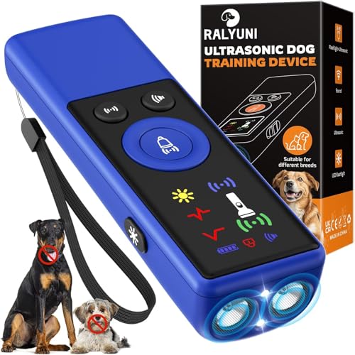 Ultrasonic Dog Bark Deterrent Device, Anti-Barking Control Device with LCD Screen & 3 Modes, Dog Training Tools to Stop Bad Behaviors, Safe Trainer Up to 35ft for Indoor Outdoor Use-02 - color: Blue